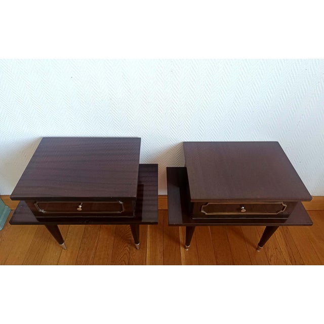 1950s Mid-Century Lacquered Wood Bedside Tables, 1950s, Set of 2 For Sale - Image 5 of 16
