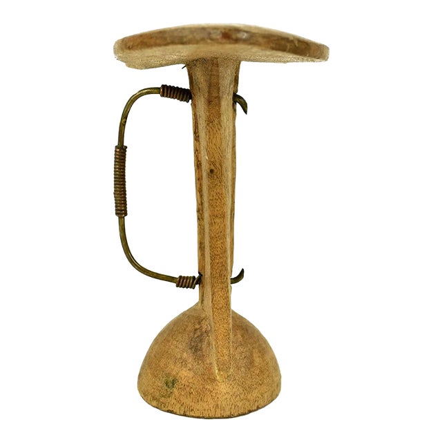 Early 20th Century Turkana Wood Headrest with Strap Kenya For Sale