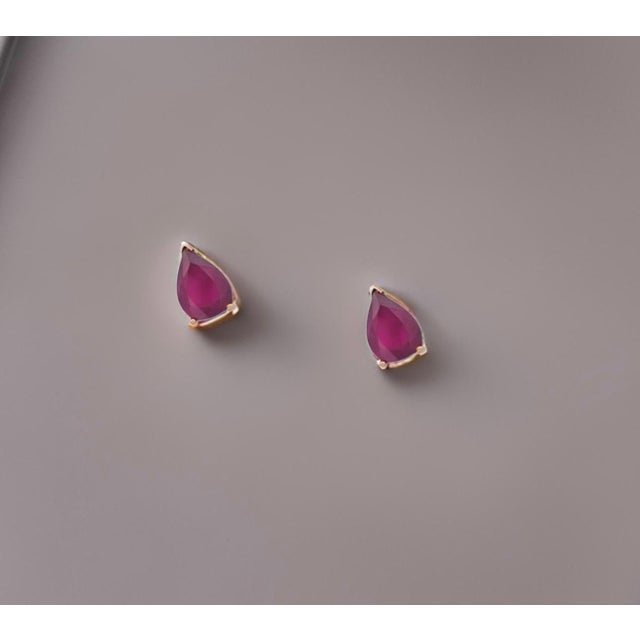 Natural Ruby Stud Earrings 14k Yellow Gold 2.70 TCW Certified For Sale - Image 10 of 10