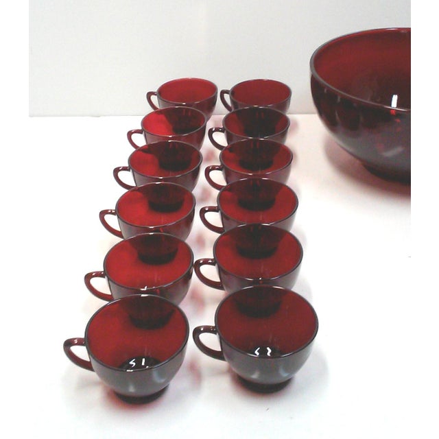 Ruby Glass Punch Bowl & Cups Set of 25 Chairish