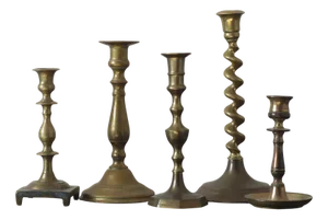 Vintage Brass Candlesticks, 1960s, Set of 5