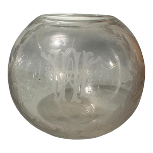 Vintage Hawkes or Steuben Floral Engraved Art Glass Rose Bowl Vase, Awh