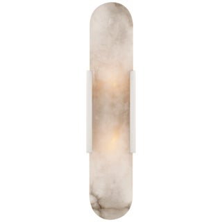 Kelly Wearstler for Visual Comfort Signature Melange Elongated Sconce in Polished Nickel with Alabaster For Sale