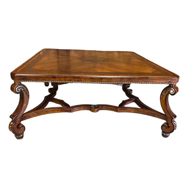 Baroque Style Inlaid Mahogany Coffee Table For Sale