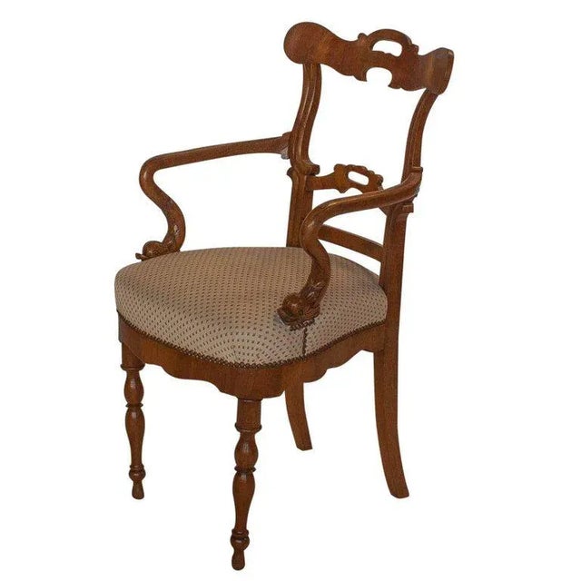 Italian Circa 1830 Italian Walnut Armchairs, a Pair For Sale - Image 3 of 7