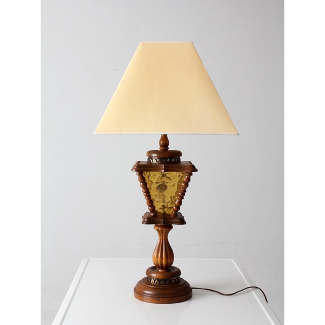 Vintage Mediterranean Revival Amber Glass Table Lamp For Sale - Image 11 of 14