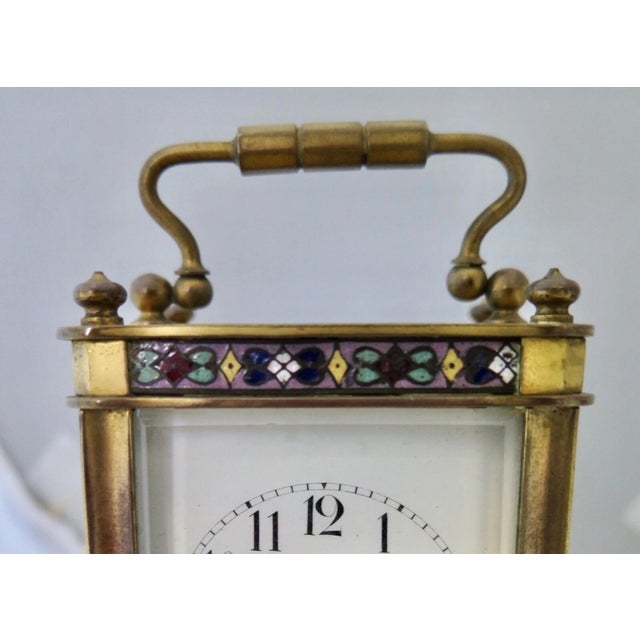 Antique French Champleve Carriage Clock For Sale - Image 9 of 12