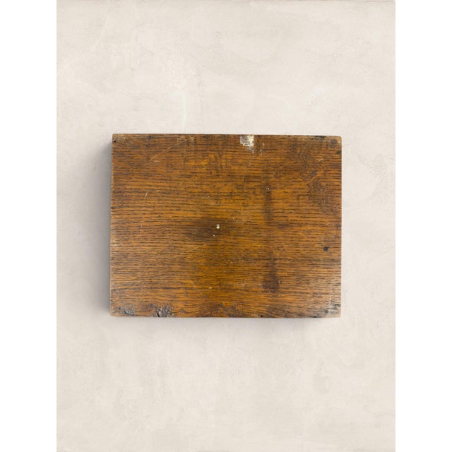 Antique English Hinged Oak Box For Sale - Image 14 of 17
