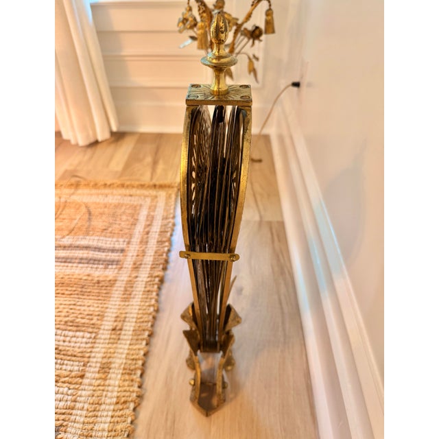 Gothic 1960s Brass Peacock Folding Fireplace Screen With Winged Griffin Gargoyle Motif For Sale - Image 3 of 8