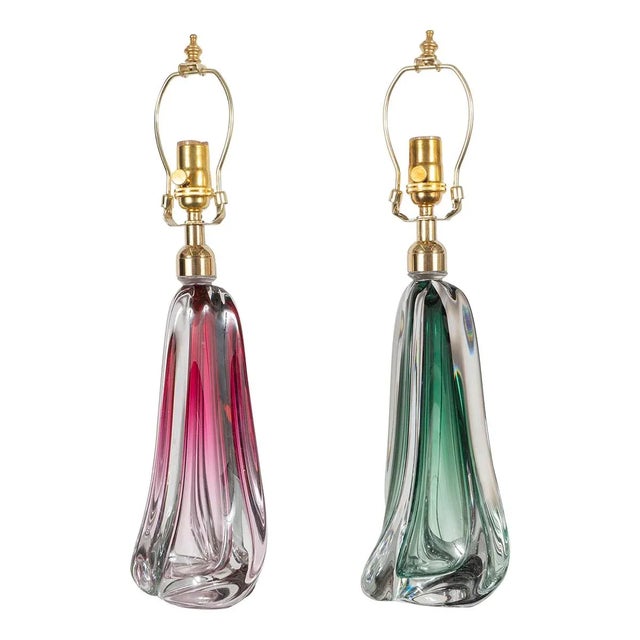 Vintage Pair of Amorphic Sommerso Murano Glass Lamps For Sale - Image 9 of 9