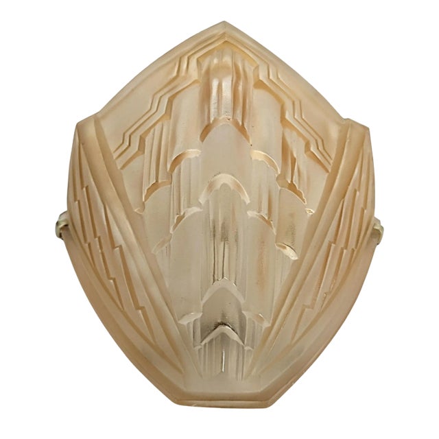 A French Art Deco Geometric Single Sconce Signed by Noverdy For Sale