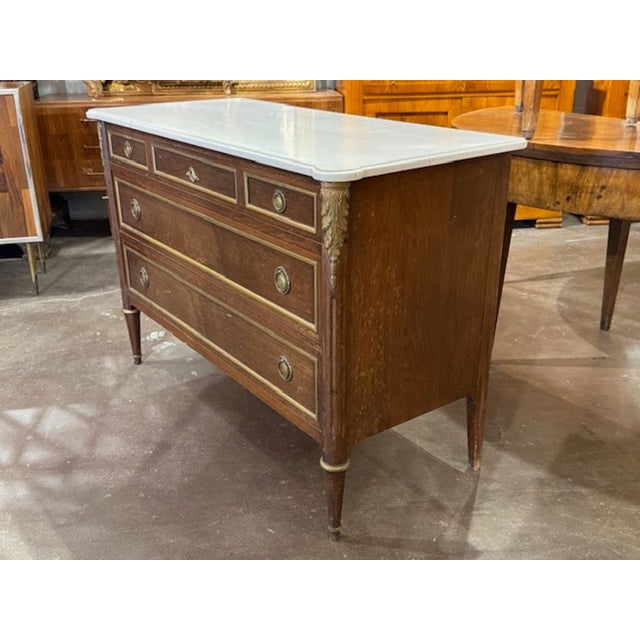 Traditional French Louis XVI Commode With Marble Top For Sale - Image 3 of 6
