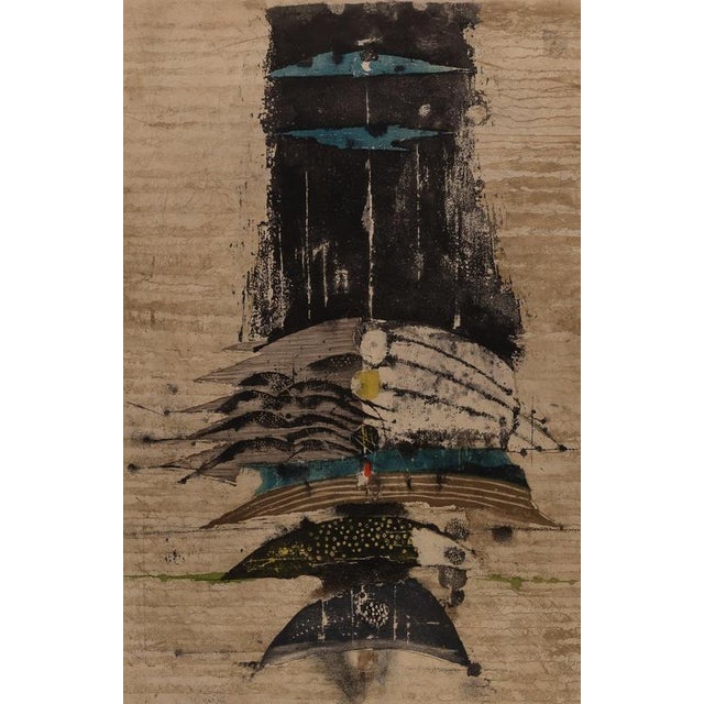 Modern Johnny Friedlaender, Composition with Blue Birds, Etching For Sale - Image 3 of 4
