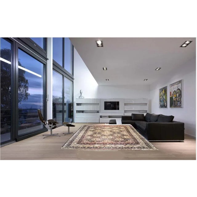 Contemporary Late 19th Century Black Ground Antique Panel Design Persian Lavar Kerman Rug For Sale - Image 3 of 10