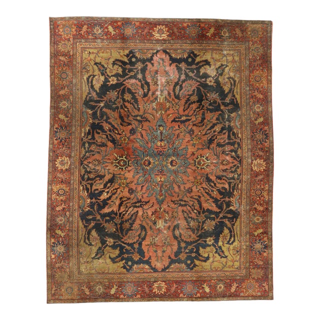 Late 19th Century Antique Persian Farahan Rug - 09'03 X 11'07 For Sale