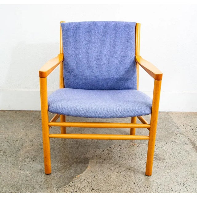 Mid-Century Modern Mid Century Danish Modern Lounge Chair Ole Erik Jorgensen Purple Fabric Wood MCM For Sale - Image 3 of 12