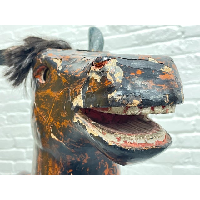Antique Folk Art Ride on Horse on Wheels, C. 1910 For Sale In New York - Image 6 of 12