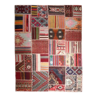 Authentic Patchwork From Antique Tribal Kilims & Rug – Anatolian Craftsmanship -5' 11'' X 7' 11'' For Sale