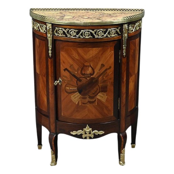 Small Mid-19th Century Louis XVI Marquetry Parlor Cabinet For Sale