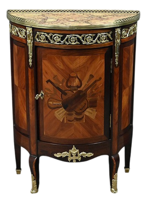 Small Mid-19th Century Louis XVI Marquetry Parlor Cabinet