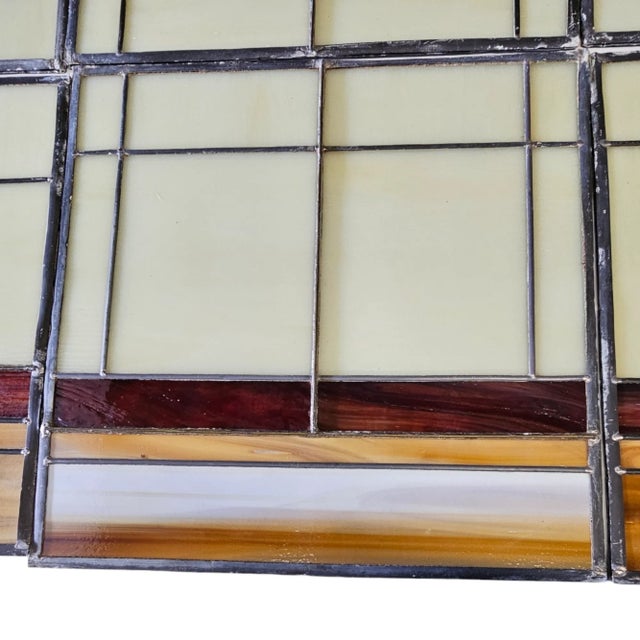 Glass Vintage 1940s Slag Glass Panel – Geometric Mosaic Window, 6 Sections For Sale - Image 7 of 10
