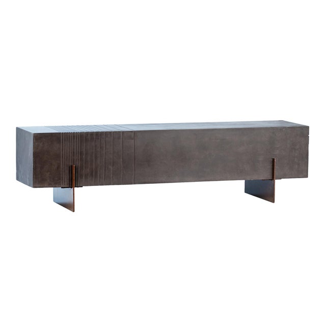 Modern Concrete Steel Bench Chairish