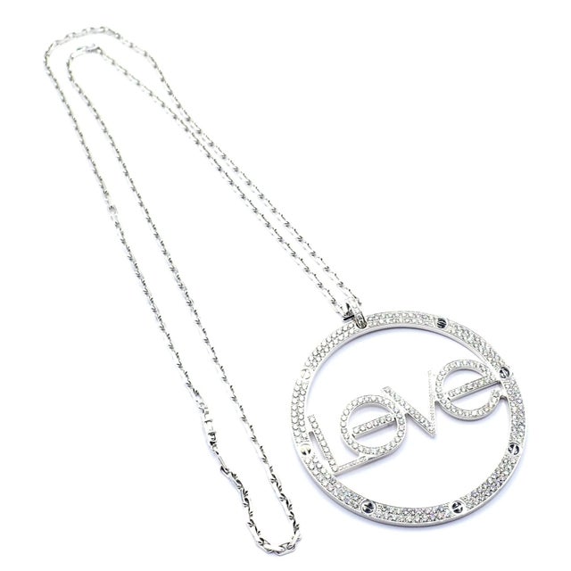 Cartier Mid 20th Century Cartier White Gold Diamond Ceramic Large Love Pendant Necklace For Sale - Image 4 of 12