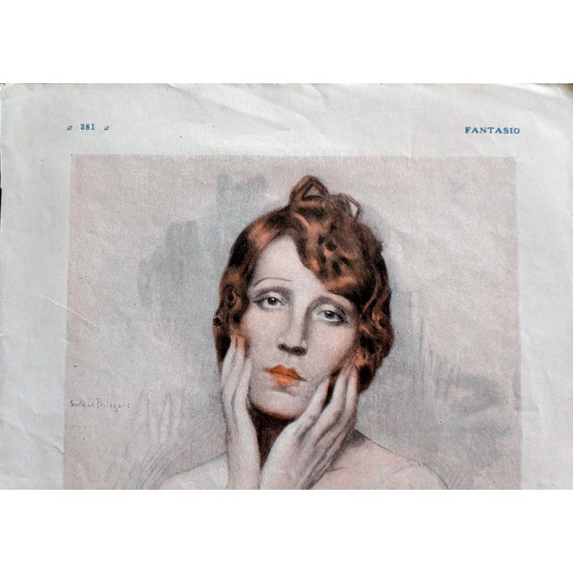 An original vintage portrait illustration from the celebrated French magazine Fantasio, published in 1925. This elegant...