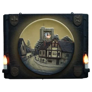 Wall Hanging Clock Depicting a Village Scene, 1950s