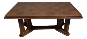 Large Art Deco Extendable Table with Column Legs, 1930s