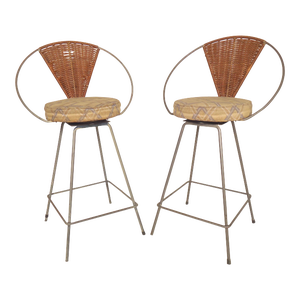 Mid 20th Century Arthur Umanoff Hoop Stools - A Pair