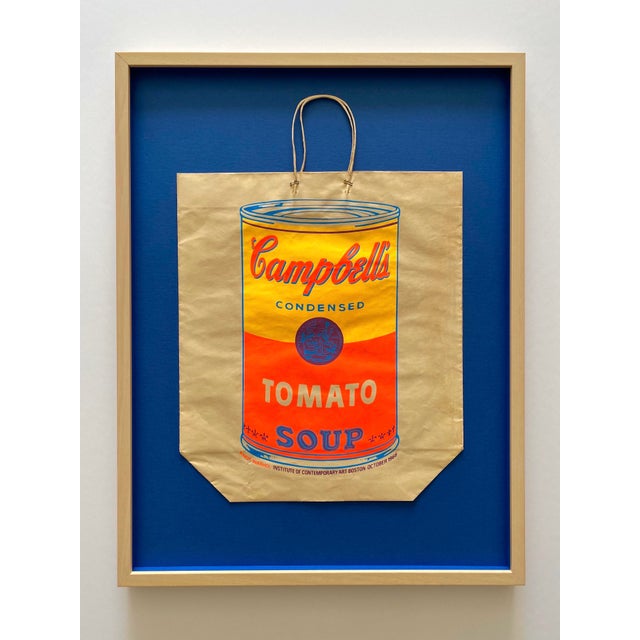 Andy Warhol Vintage 1966 Mid Century Modern " Campbell's Tomato Soup Can " Silkscreen Print Framed Pop Art Exhibition Shopping Bag For Sale - Image 18 of 18