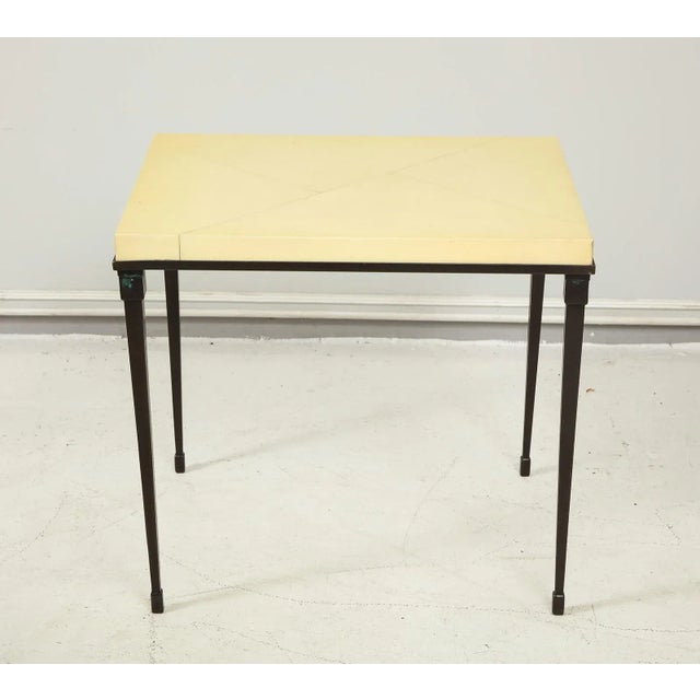 Modern Bespoke Parchment-Top Table With Iron Base For Sale - Image 3 of 11