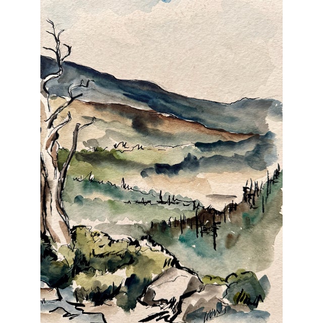 Rustic Henry Emil Salloch Original Watercolor on Paper Wheeler Lake, Colorado. 1956. For Sale - Image 3 of 7