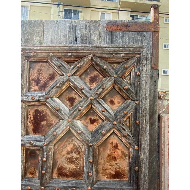 Antique Old Indian Wood & Iron Doors For Sale - Image 4 of 8