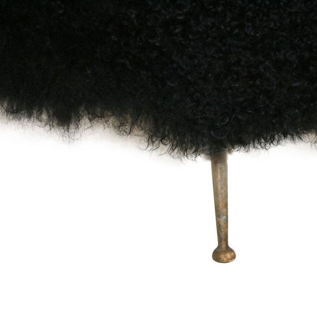 Mid-Century Modern Italian Wooden and Goat Fur Bench, 1960s For Sale - Image 4 of 9