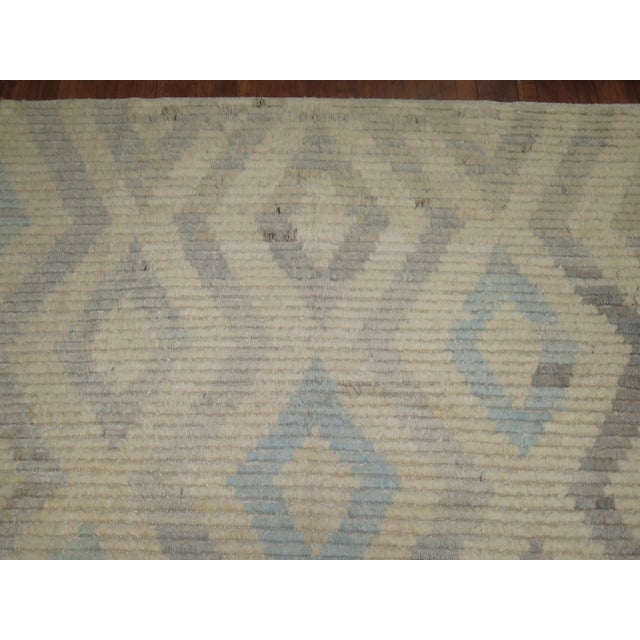 Textile Modern Zabihi Collection Turkish Tulu White Blue Gray Carpet - 8'3" x 8'3" For Sale - Image 7 of 9