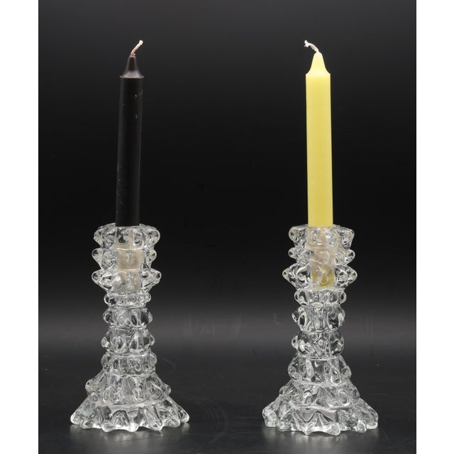 Art Deco Set of 2 Candle Holder in Murano Rostrato Glass by Barovier E Toso, 1950 For Sale - Image 3 of 10