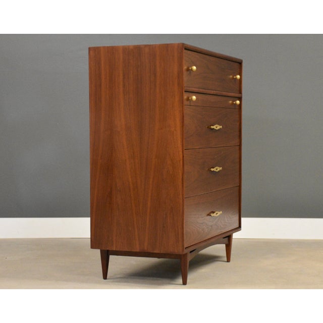 Mid-Century Modern 1960s Refinished Walnut Tall Dresser by Kent Coffey the Sceptre For Sale - Image 3 of 10