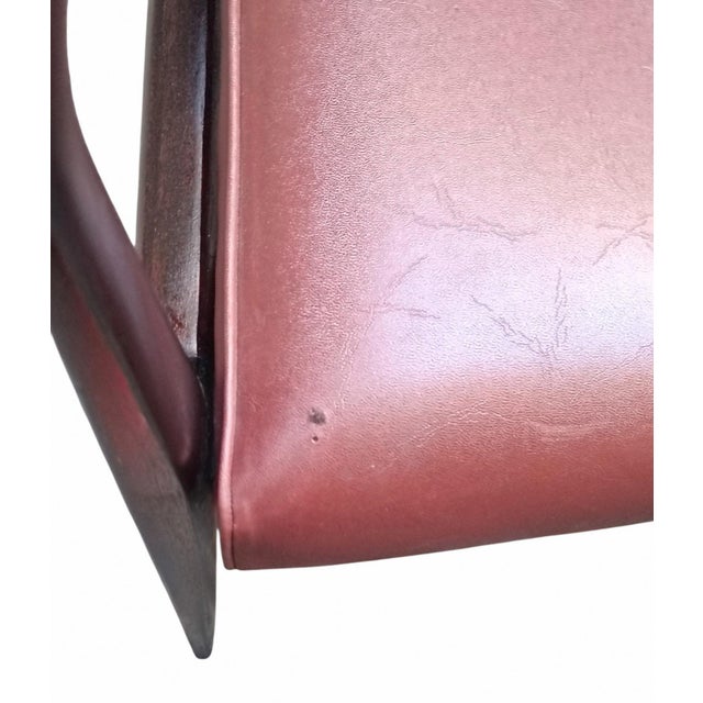 Molded Wood and Bordeaux Skai Armchair from Vittorio Dassi, Italy, 1950s For Sale - Image 9 of 11