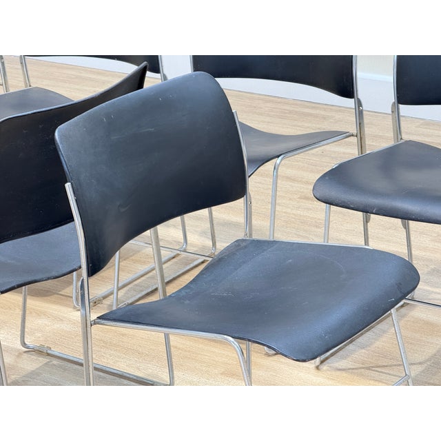 Black Metal Chairs by David Rowland, 1950s, Set of 8 For Sale - Image 4 of 10