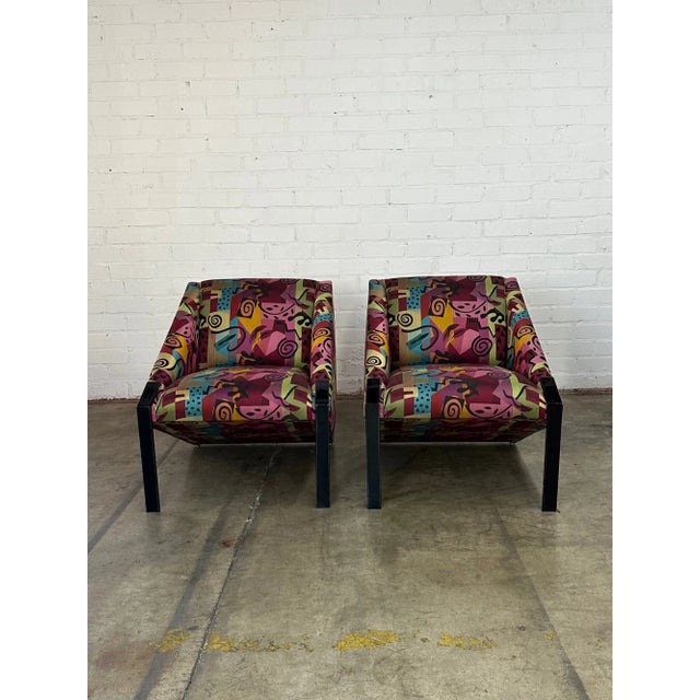 Textile 1990s Post Modern Angular Lounge Chair For Sale - Image 7 of 10