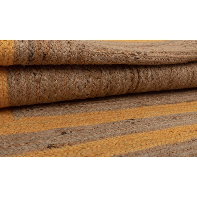 5'x7' Orangish Yellow Jute Braided Rectangle Boho Chic Rug For Sale - Image 12 of 13