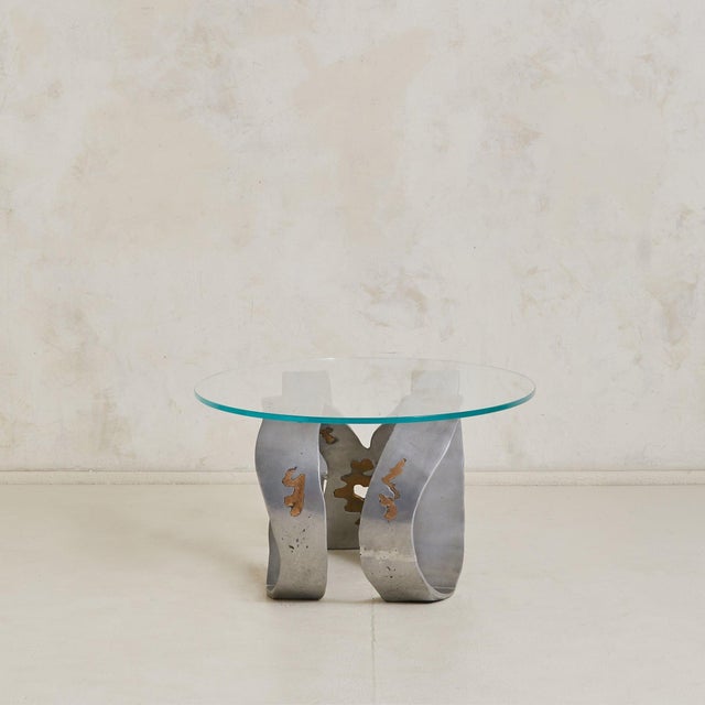 David Marshall Spanish Brass Coffee Table with Oval Glass Top Attributed to David Marshall For Sale - Image 4 of 11
