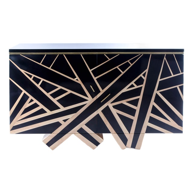 Lines Buffet in Black Pear Wood and White Holly by Aymeric Lefort For Sale