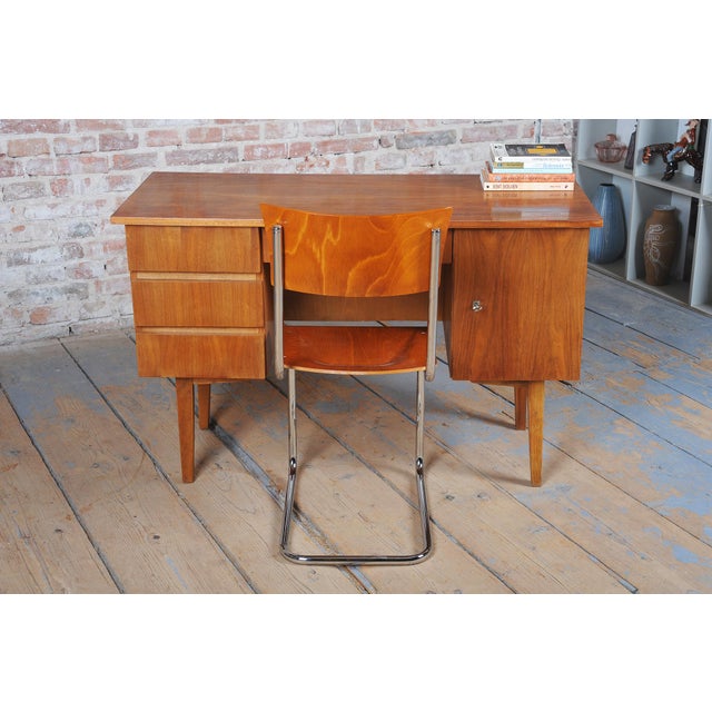 Mid-Century Writing Desk in Walnut, Czech, 1950 For Sale - Image 10 of 12