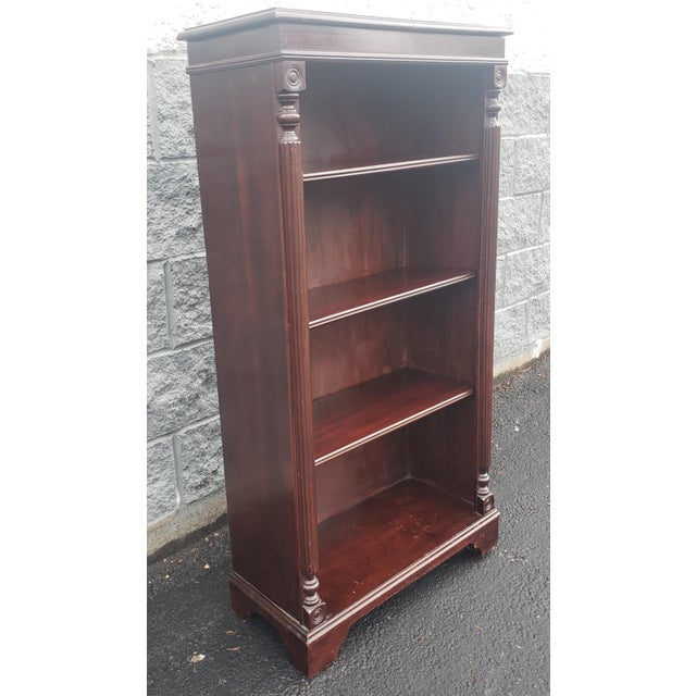 1940s Frankson Furniture Mahogany Chippendale 4Tier Narrow Bookcase