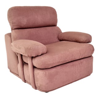 Vintage Lilac Suede Lounge Armchair, 1970s For Sale