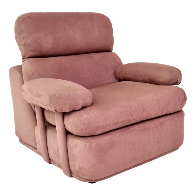 Vintage Lilac Suede Lounge Armchair, 1970s For Sale