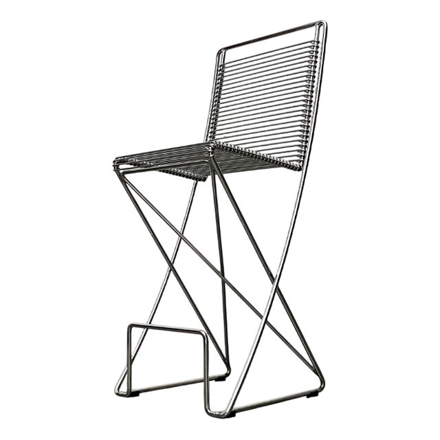 Postmodern German Kreuzschwinger Kitchen Barstool by Till Behrens for Meyer Stahlmöbel, 1980s For Sale